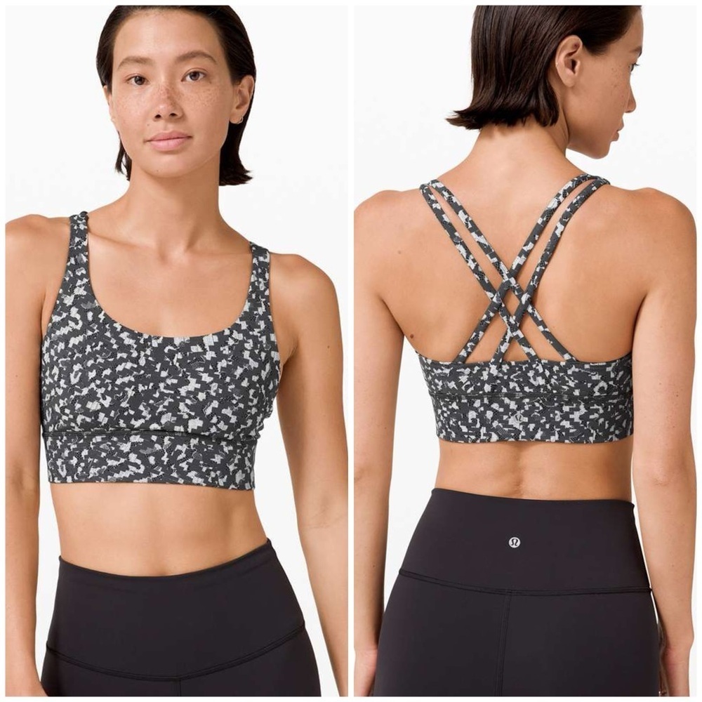 Lululemon Black and White Sports Bra with Racerback(Size 6)